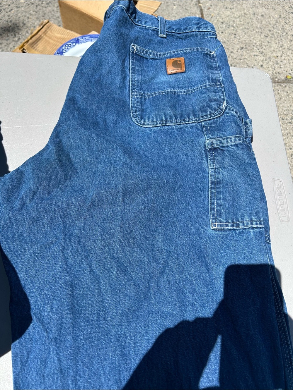 Carhartt Blue Denim Carpenter Pants with Logo Patch
